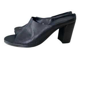 CO Leather Made in Portugal Elegant Black Women's Heeled Mules 38 US 7.5